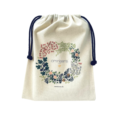 Offrez vos cadeaux dans cette pochette en coton Oeko-tex, reprenant l'Univers floral d'Omnisens.